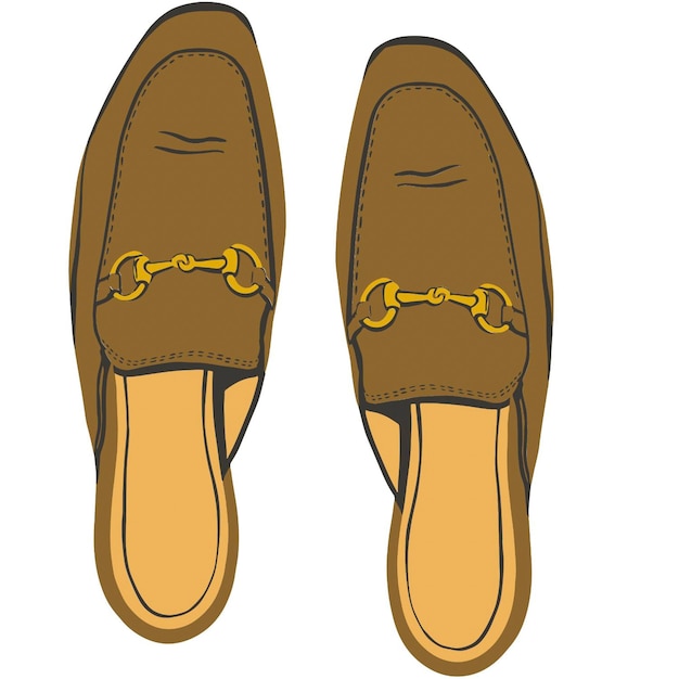 Вектор Близкий взгляд на пару коричневых ботинок с золотым немного немного немного немного