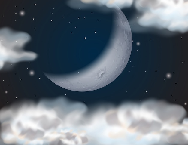 Вектор Облачное небо ночью