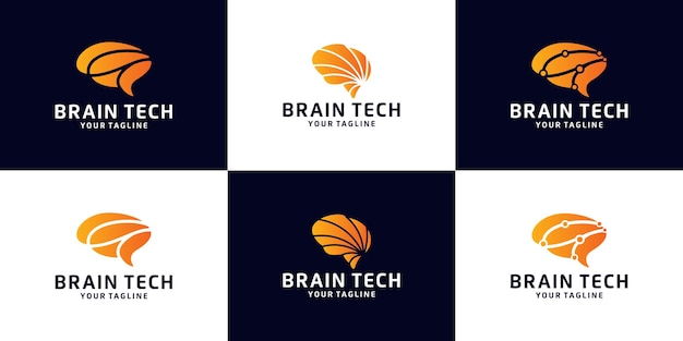 Коллекция логотипов мозга технологий данных