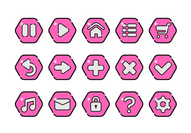 ベクトル web デザインのシンボルを含むアイコンのコレクション ゲーム アプリケーションのボタンのセット