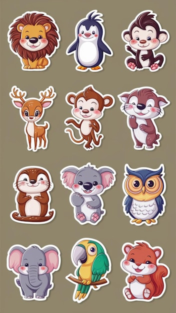 Вектор a collection of stickers from the series including the one that is called the best animal