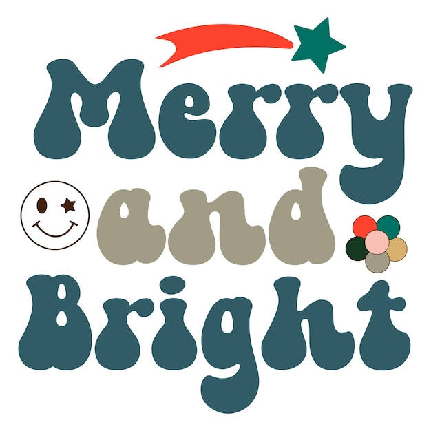 벡터 merry and bright라는 다채로운 크리스마스 글꼴