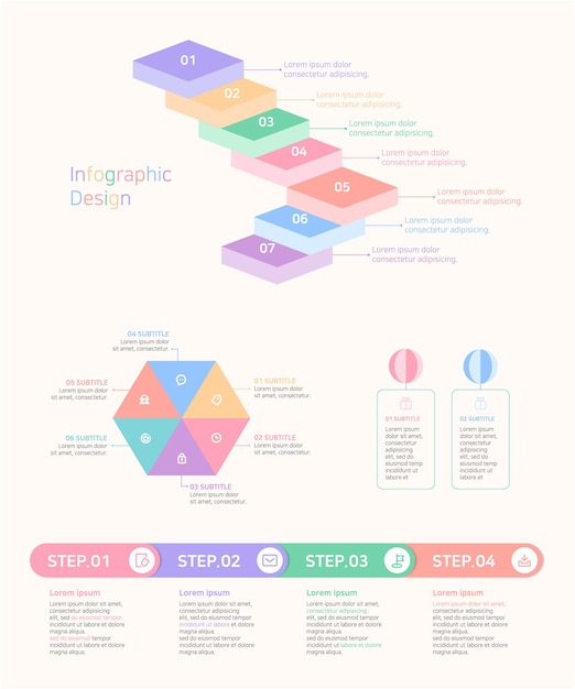 벡터 전형적인 인포그래픽의 다채로운 컬렉션