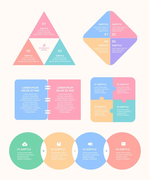 벡터 전형적인 인포그래픽의 다채로운 컬렉션