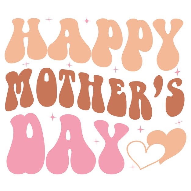 벡터 다채로운 해피 어머니의 날 포스터에는 하트와 해피 어머니의 날이라는 단어가 있습니다.