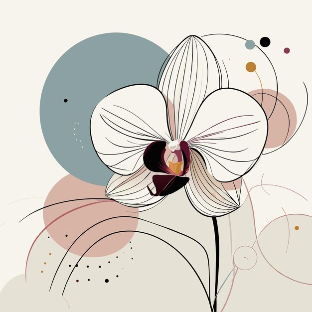 ベクトル 花と花の言葉のカラフルなイラスト シックなオルキディア ベクター エレガントなシンプルさ