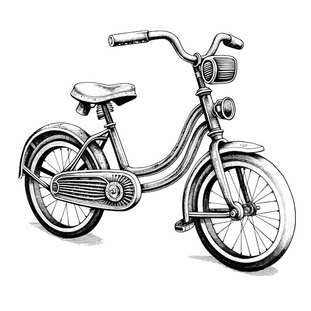 Раскраска велосипедного транспорта. ручной рисунок черно-белый.