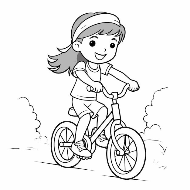 ベクトル 自転車の自転車輸送のぬりえページ 手描きの白黒