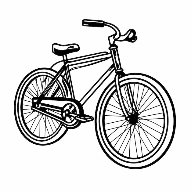 자전거 자전거 운송의 색칠 공부 페이지 손으로 그린 흑백