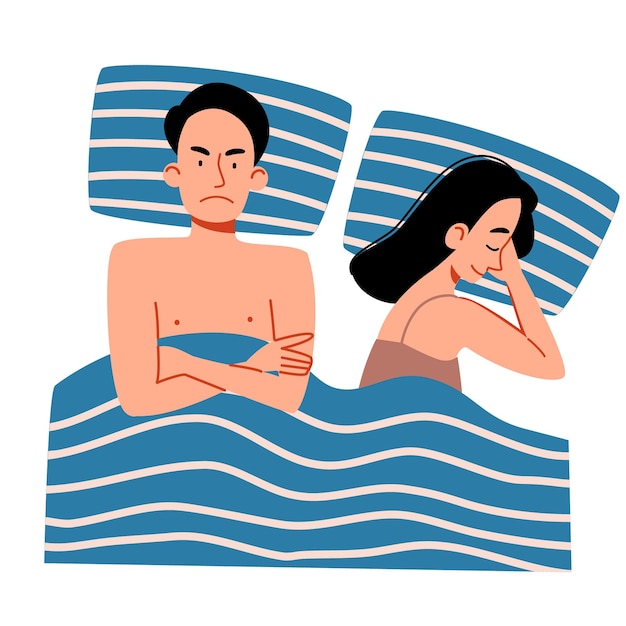 Пара мужчин и женщин, лежащих в постели концепция сексуальной или интимной проблемы