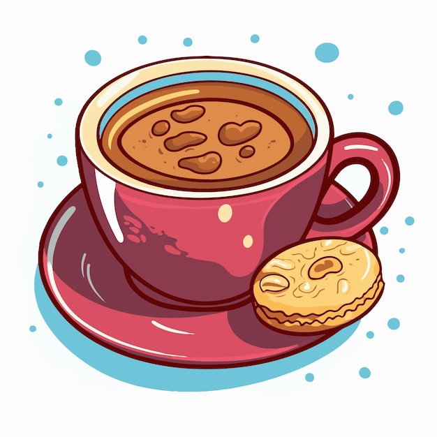 Вектор Чашка кофе с печеньем сбоку.