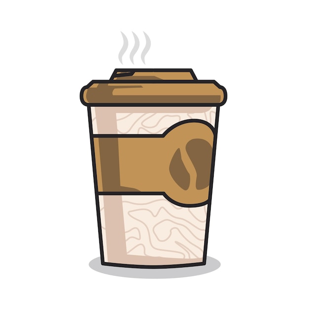 귀여운 라인 아트 삽화로 된 맛있는 뜨거운 커피 한 잔