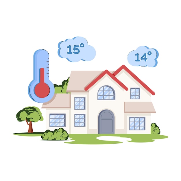 Настраиваемая плоская иллюстрация температуры в доме
