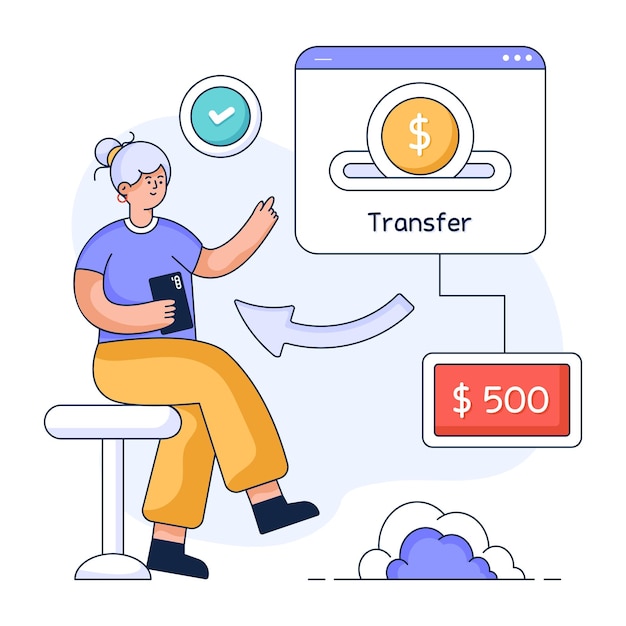 送金のカスタマイズ可能なフラットなイラスト