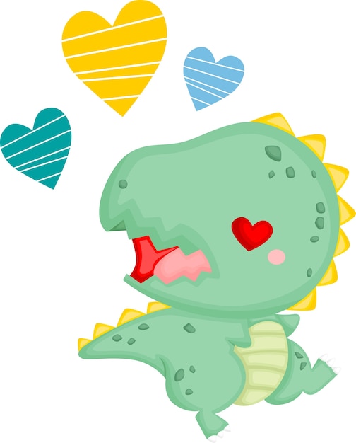 사랑에 빠진 귀여운 아기 공룡