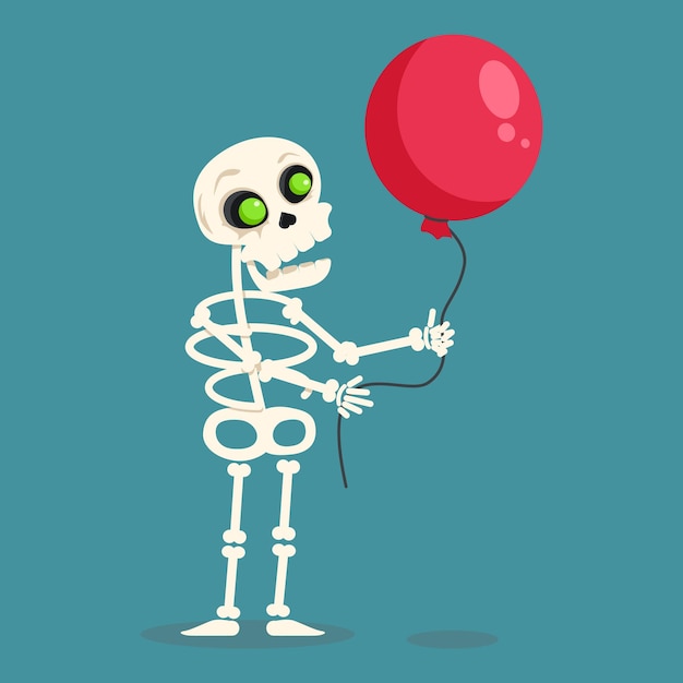 Милый скелет держит воздушный шар. из коллекции.