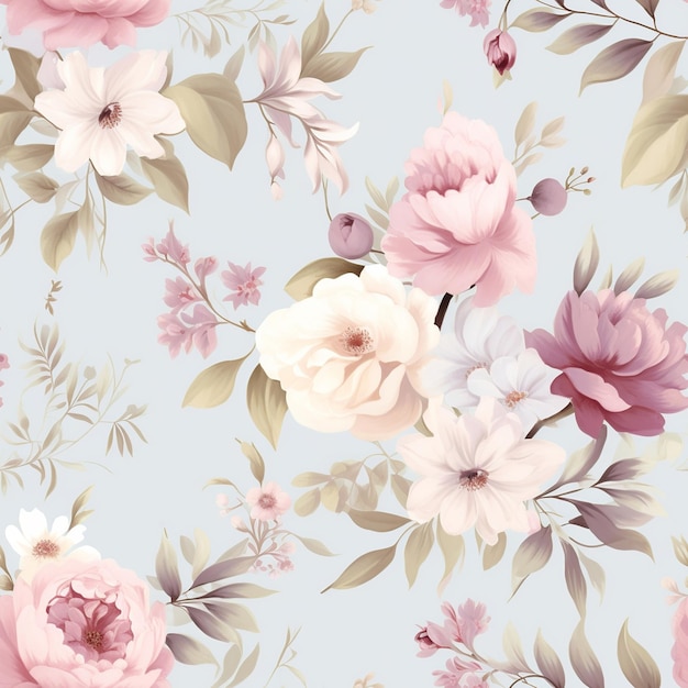 ヴィンテージの花柄の壁紙の魅力を捉えた楽しいシームレスなパターン
