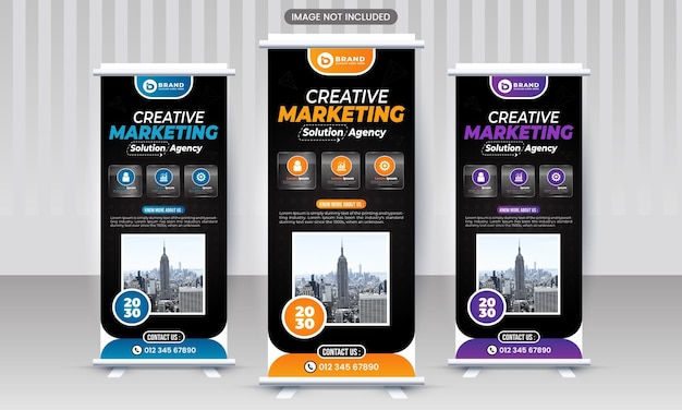 Вектор Дисплей для маркетингового агентства под названием креативный маркетинг.