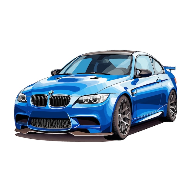 Vector a_drawing_of_a_blue_bmw_car_with_a_blue_hood_vector