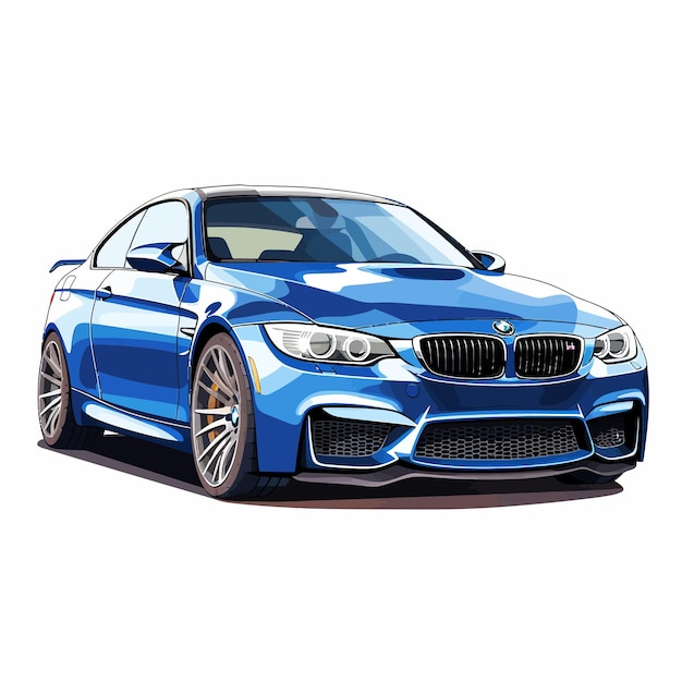 Vector a_drawing_of_a_blue_bmw_car_with_a_blue_hood_vector