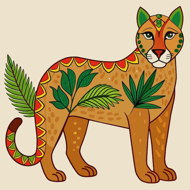 Вектор Рисунок кошки с цветом на спине