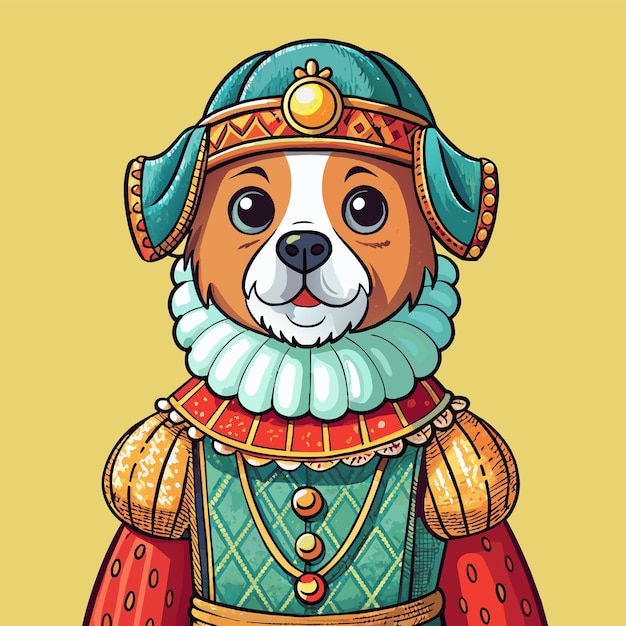 Вектор Рисунок собаки с короной на голове