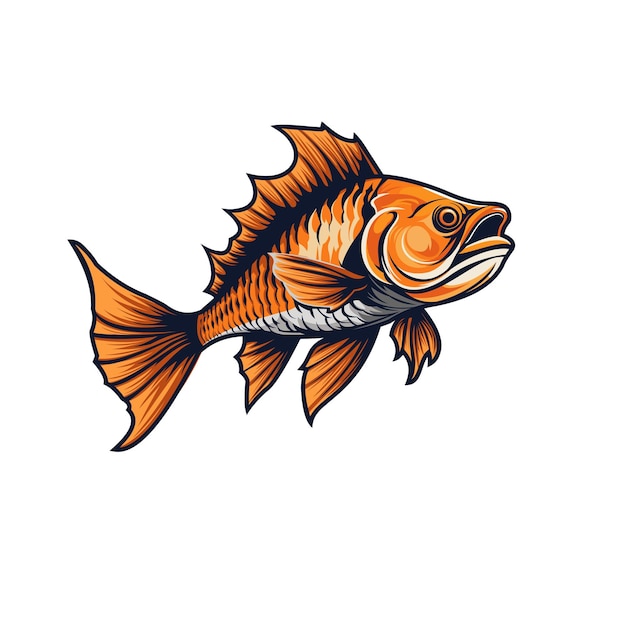 Вектор Рисунок золотой рыбы на белом фоне