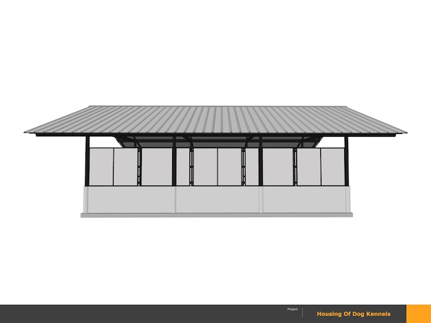 벡터 dog kennels의 금속 지붕 쉼터 하우징 도면