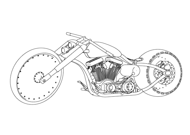 Вектор Чертеж мотоцикла от компании harley.