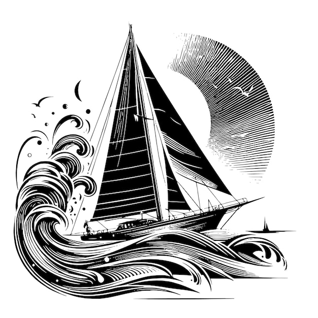 Вектор a drawing of a sailboat with the words  the word  on it