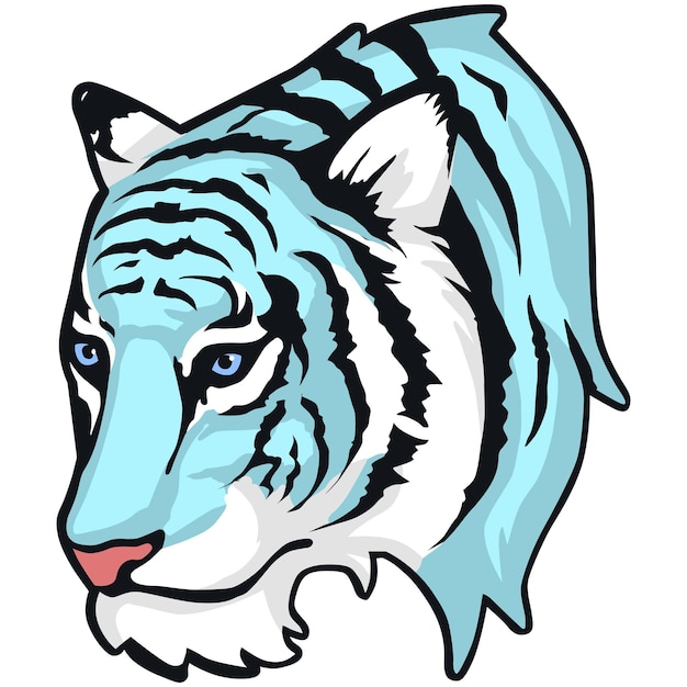 Вектор Рисунок тигра с голубыми глазами.