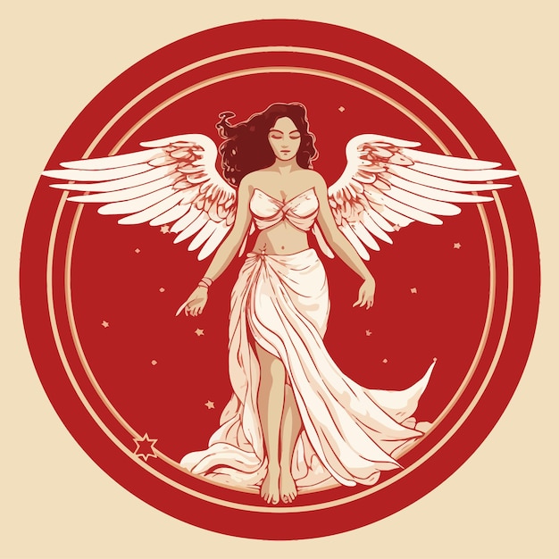 Vector a_drawing_of_a_winged_angel_with_a_red_background