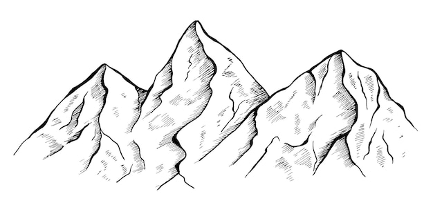 'mountain'on'이라는 글자가 있는 산 그림