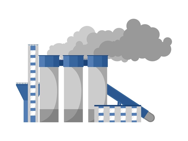 Вектор Фабрика с курительными трубами перерабатывающего завода цементного завода промышленная концепция