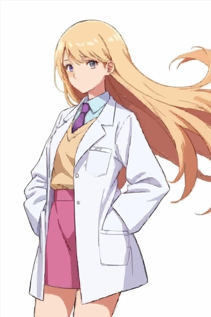 벡터 색 실험실 코트를 입은 여성 의사