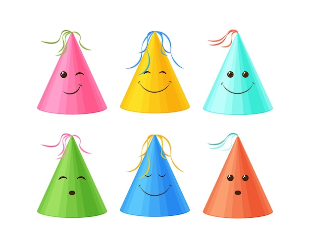 벡터 축제 모자 아름다운 패턴이 있는 다채로운 명절 모자 세트 축제 악세서리 컬렉션