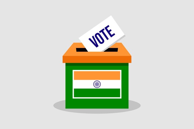 벡터 투표 상자의 평평한 터 일러스트레이션 인도 총선 2024 년 5 월 모든 투표가 계산됩니다.