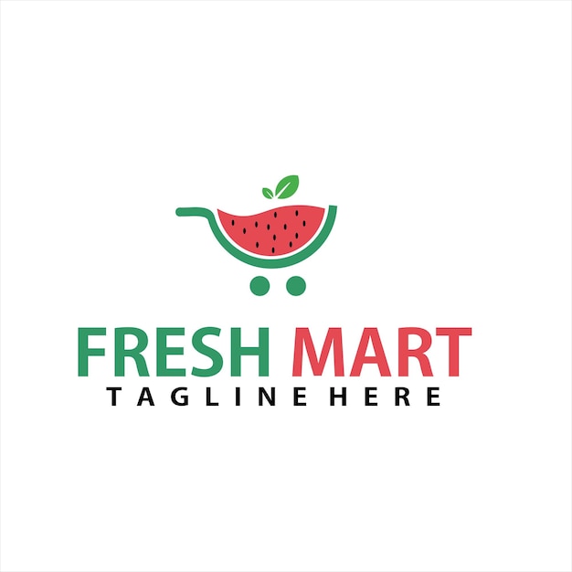 ベクター デザインのショッピング バスケットと新鮮な果物のロゴ