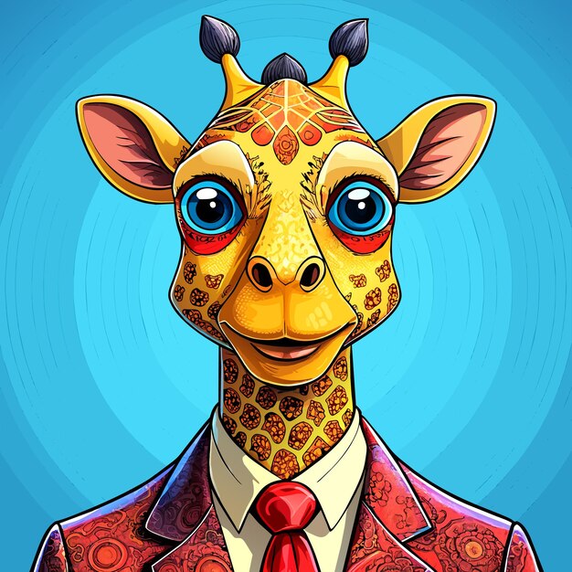 Вектор Жираф в костюме и галстуке, который говорит жираф