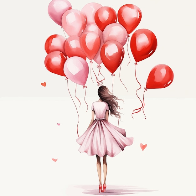 Девушка с кучей воздушных шаров в руке