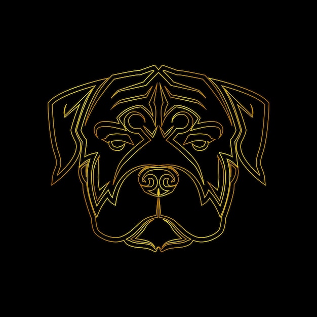 Вектор Золотая собака с черным фоном