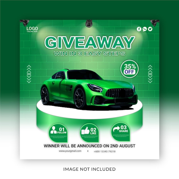공짜라고 말하는 자동차의 녹색 광고.