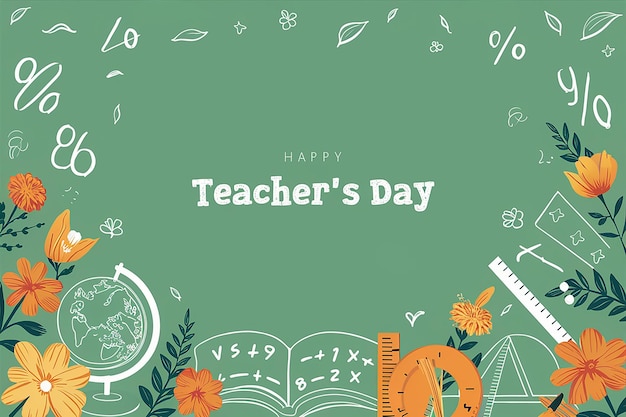 ベクトル 緑の背景に 教師の日 の言葉が描かれています