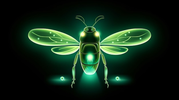 Вектор Зеленая муха с зеленым фоном со словами 