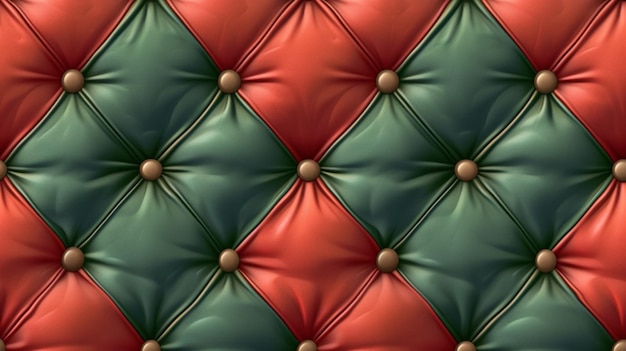 Вектор Зеленый кожаный диван с красным и зеленым рисунком
