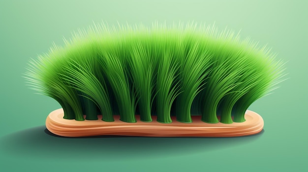 Вектор Зеленое растение с зелеными пушистыми волосами на нем