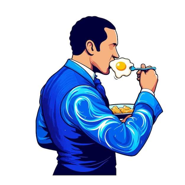 Vector a guy eating fried egg ai generated image