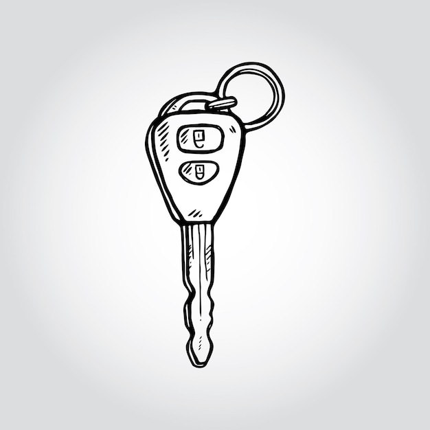 Нарисованный вручную ключ от машины с ключом от машины на нем.