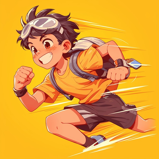 ベクトル ハイアレアの少年がアニメのスタイルでウルトラマラソンを走ります