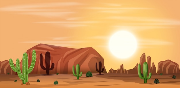 벡터 뜨거운 사막 풍경